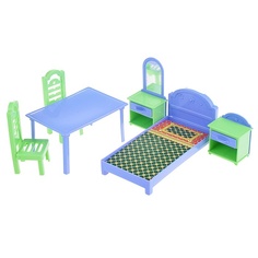 Мебель для кукол Knopa кровать, стол, стулья, тумбы, фиолетовый и салатовый