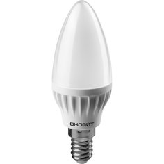 Лампа светодиодная LED 6вт E14 белый матовая свеча ОНЛАЙТ | код. 19207 | NAVIGATOR 1шт.