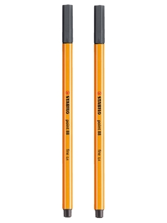 Капиллярная ручка-линер для скетчинга 0,4мм STABILO Point 88, темно-серая холодная (2шт)