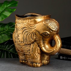 Фигурное кашпо Слон средний, золото 6 л/ 35х22х35 см Хорошие сувениры