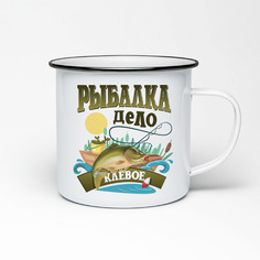 Кружка металлическая CoolPodarok Прикол. Рыбалка дело клевое
