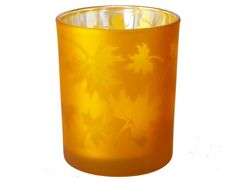 Подсвечник под чайную свечу КЛЕНОВЫЙ ВАЛЬС, стекло, желтый, 8 см, Boltze