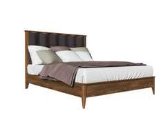 Кровать GD-PSH216W деревянная с мягким изголовьем 160х200 коричневая LA Neige