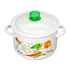 Кастрюля цилиндрическая, 4 л, индукция, деколь МИКС, цвет белый Керченская эмаль