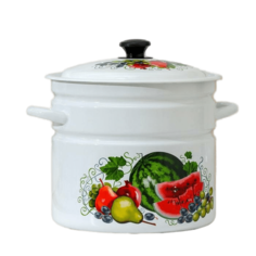 Кастрюля цилиндрическая, 10 л, индукция, деколь МИКС, цвет белый Керченская эмаль