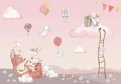 Фотообои бесшовные Олененок и зайчикиВ260смхШ375 см, Master Fresok
