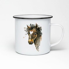 Кружка металлическая CoolPodarok Краски. Лошадь с сердечком