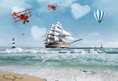 Фотообои бесшовные Парусник в мореВ260смхШ378 см, Master Fresok