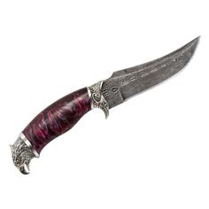 Нож ручной работы Беркут, Дамасская сталь, рукоять акрил фиолетовый Mirus Group