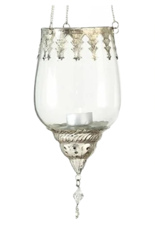 Подвесной подсвечник под чайную свечу ШАРМИЛА, стекло, алюминий, серебряный, 28 см, Boltze