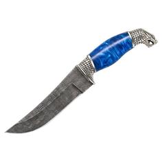 Нож ручной работы Гюрза, Дамасская сталь, рукоять акрил синий Mirus Group