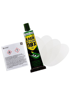 Ремкомплект Intex 11410A (85х55мм) 4 прозрачные заплатки с клеем пвх Три кита 30 мл