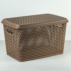 Ящик для хранения с крышкой «Ротанг», 23 л, 45×30×26,5 см, цвет коричневый Idea