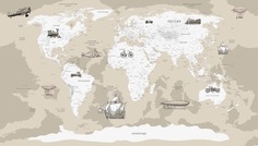 Фотообои бесшовные Карта мира в песочных тонахВ260смхШ460 см, Master Fresok