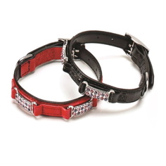 Ошейник Premium Pet Japan из полированной кожи для собак 31-39см, до 20кг, Красный