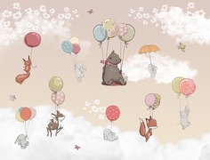 Фотообои бесшовные Животные на шарикахВ260смхШ341 см, Master Fresok