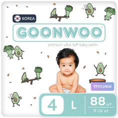 Подгузники-трусики GOONWOO размер 4, L (9 - 14 кг), 88 шт