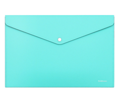 Папка-конверт на кнопке пластиковая ErichKrause Diagonal Pastel Mint, A4
