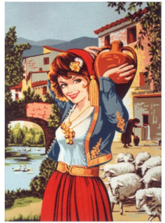 C.1833 Канва жесткая с рисунком Девушка с кувшином Soulos