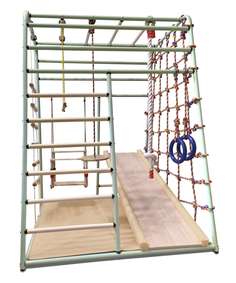 Детский спортивный комплекс Вертикаль Весёлый Малыш NEXT фисташковый, горка, мягкий бортик