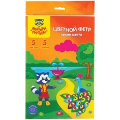 Мульти Пульти "Приключения Енота", флуоресцентные цвета, А4, 5 листов, 5 цветов, 2 мм