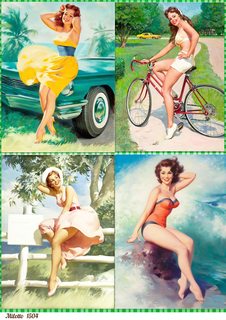 Рисовая бумага для декупажа А4 Milotto 1504 пинап девушка PinUp автомобиль велосипед