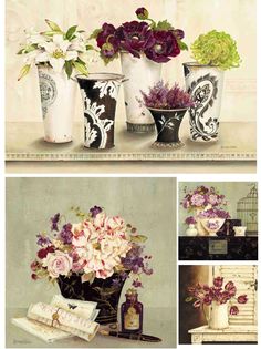 Рисовая бумага для декупажа А4 Milotto 0712 цветы ваза букет винтаж