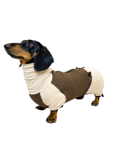 Флисовый комбинезон для собак Монморанси породы Такса, цвет бежево-коричневый, размер ТС2