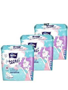 Прокладки Bella гигенические For teens Ultra sensitive, супертонкие, 10шт. х 3уп.