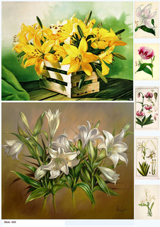 Рисовая бумага для декупажа карта салфетка А4 Milotto 0838 цветы лилии винтаж