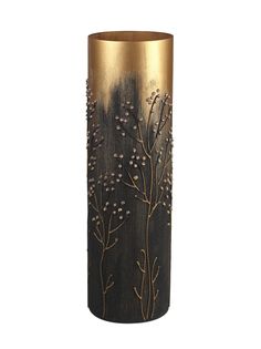 Ваза Золотой лес стекло цилиндр 50 см ручная роспись Яркий штрих