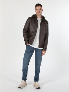 Кожаная куртка мужская Colins CL1054817_Q1.V1 коричневая M Colins