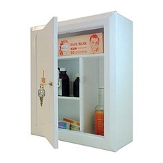 Шкафчик-аптечка металлический, навесной, внутренние перегородки, замок, 400x360x140 мм No Brand