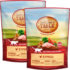 Сухой корм для кошек Natures Table с курицей, 2 шт по 0,65 кг