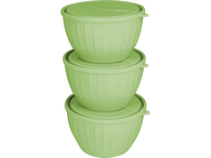 Набор салатников Sugaramp;Spice Vanilla с крышками (3х0,6л) фисташка Plastic Centre