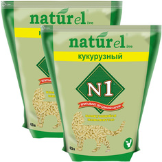 Наполнитель для туалета кошек №1 Naturel Кукурузный комкующийся, 2 шт по 4,5 л N1