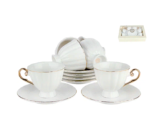 Набор кофейный 6 персон 12 предметов 110мл "Волна Голд" в подарочной упаковке Коралл