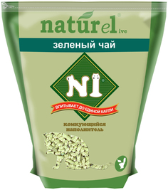 Наполнитель для туалета кошек №1 Naturel Зеленый чай комкующийся, 4 шт по 4,5 л N1