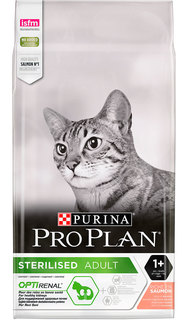 Сухой корм для кошек Pro Plan Cat Optirenal Sterilised лосось, 2 шт по 3 кг