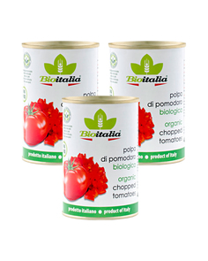 Томаты Bioitalia Очищенные Резаные в Томатном Соке 400 гр. - 3 шт
