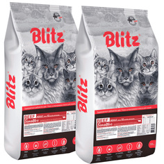 Сухой корм для кошек Blitz Sensitive Adult Cat Beef с говядиной, 2 шт по 10 кг