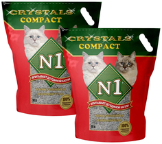 Наполнитель для туалета кошек №1 Crystals Compact комкующийся, 2 шт по 10 л N1