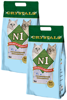 Наполнитель для туалета кошек №1 Crystals силикагелевый, 2 шт по 5 л N1