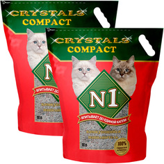 Наполнитель для туалета кошек №1 Crystals Compact комкующийся, 2 шт по 10 л N1