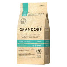 Сухой корм для кошек Grandorf 4 мяса с рисом Indoor, 2 шт по 0,4 кг
