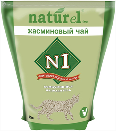 Наполнитель для туалета кошек №1 Naturel Жасминовый чай комкующийся, 4 шт по 4,5 л N1