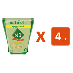 Наполнитель для туалета кошек №1 Naturel Кукурузный комкующийся, 4 шт по 4,5 л N1