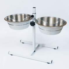 Подставка с метал. мисками Double Diner 2 х 0,75 л, 43 см, белые No Brand