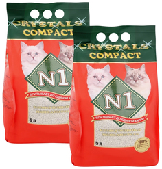 Наполнитель для туалета кошек №1 Crystals Compact комкующийся, 2 шт по 5 л N1