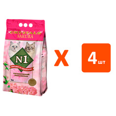 Наполнитель для туалета кошек №1 Crystals Sakura силикагелевый, 4 шт по 5 л N1